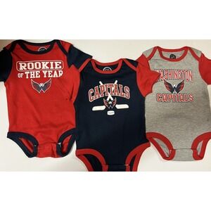 Lot Of 3 - NHL Washington Capitals Baby Paj Unisex One piece 3-6m NWOT Hockey